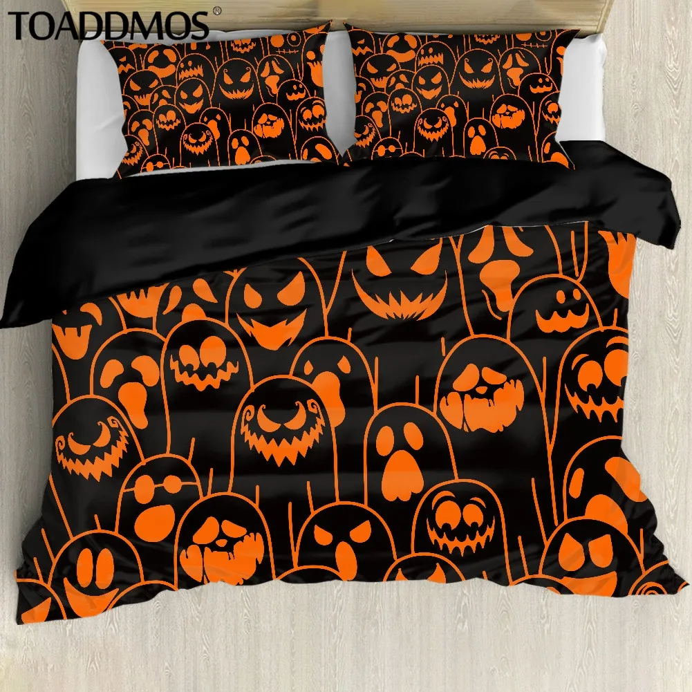 

TOADDMOS Bedding Set for Halloween Decoration Duvet Cover Ghost Pattern Full Set Adults Kids Pillowcase Home Textiles Home Decor