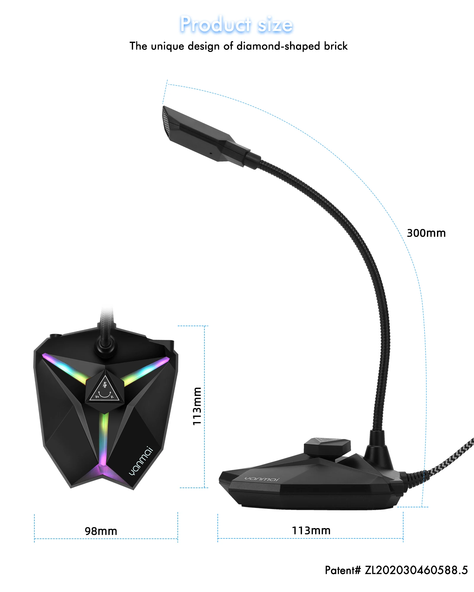 SF666R USB Microphone RGB Microfone Condensador Wire Gaming Mic for Podcast Recording Studio Streaming Laptop Desktop PC