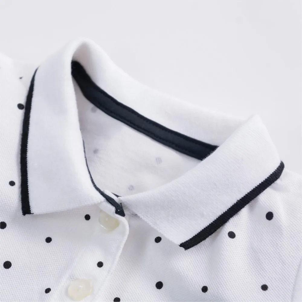 Girls Polo Dresses Summer Casual Children's Dresses Turn-down Collar Unicorn Dot Black Kids White Dress Back to School