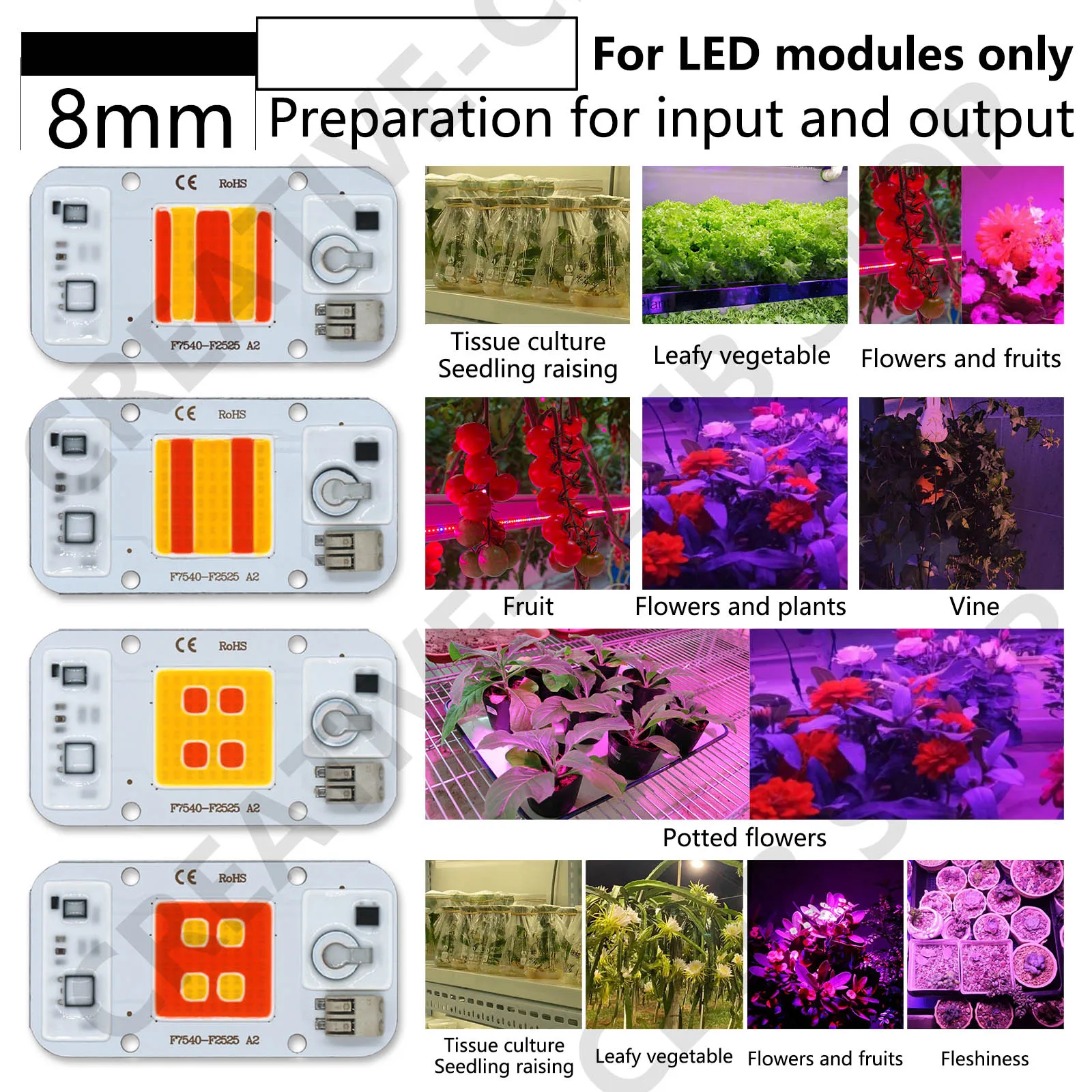 50W LED COB Chip Welding Free 220V Phyto Lamp Full Spectrum LED Diode Plates Lamp Plant Seedling Grow Flower Growth Lighting