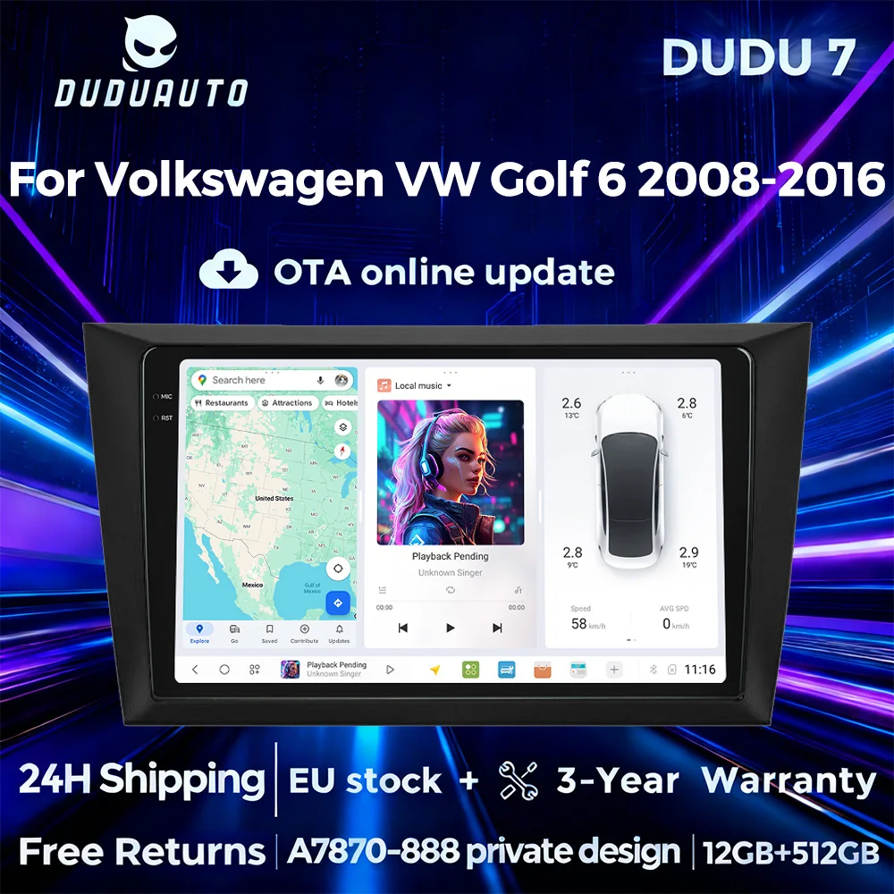 DUDUAUTO Intelligente System Auto Radio Für VW Volkswagen Golf 6 2008-2016 Drahtlose Carplay Auto RDS DSP GPS Auto multimedia-Player