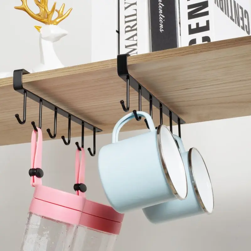 Kitchen Cupboard Hanging Hooks Cup Organizer Shelf Dish Mug Hanger