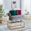 Accent Glass End Table Gold- Set of 1 Modern Square 21.45" Coffee Table Tempered Glass with Stainless Steel Frame, Sleek Side Ta 3