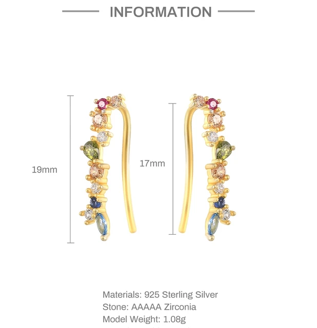 86022-a35d79.jpg Aide – boucles d'oreilles à Clip en argent Sterling 925 pour femmes, couleurs, crochet d'oreille, manchette d'oreille d'escalade en Zircon, bijoux fins à la mode, cadeau