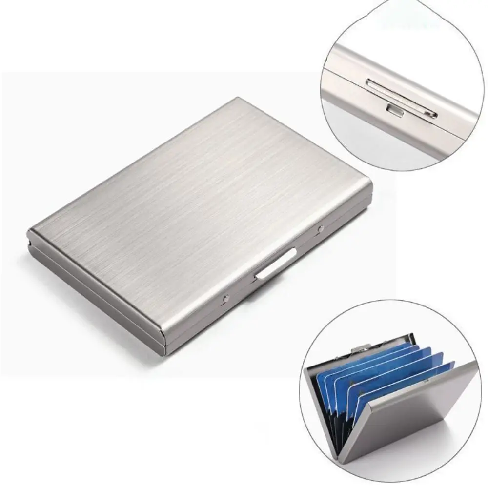Fashion 6/10 Slots Credit Card Holder Anti RFID Slim Debit Box Stainless Short Wallet Travel Metal Case Porte Carte