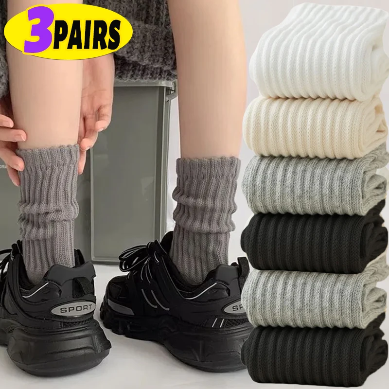 

Knitted Cotton Loose Socks Women Casual Black White Girls Crochet Middle Tube Lolita Long Socks Sox Boot Cuffs Ruffles Sock