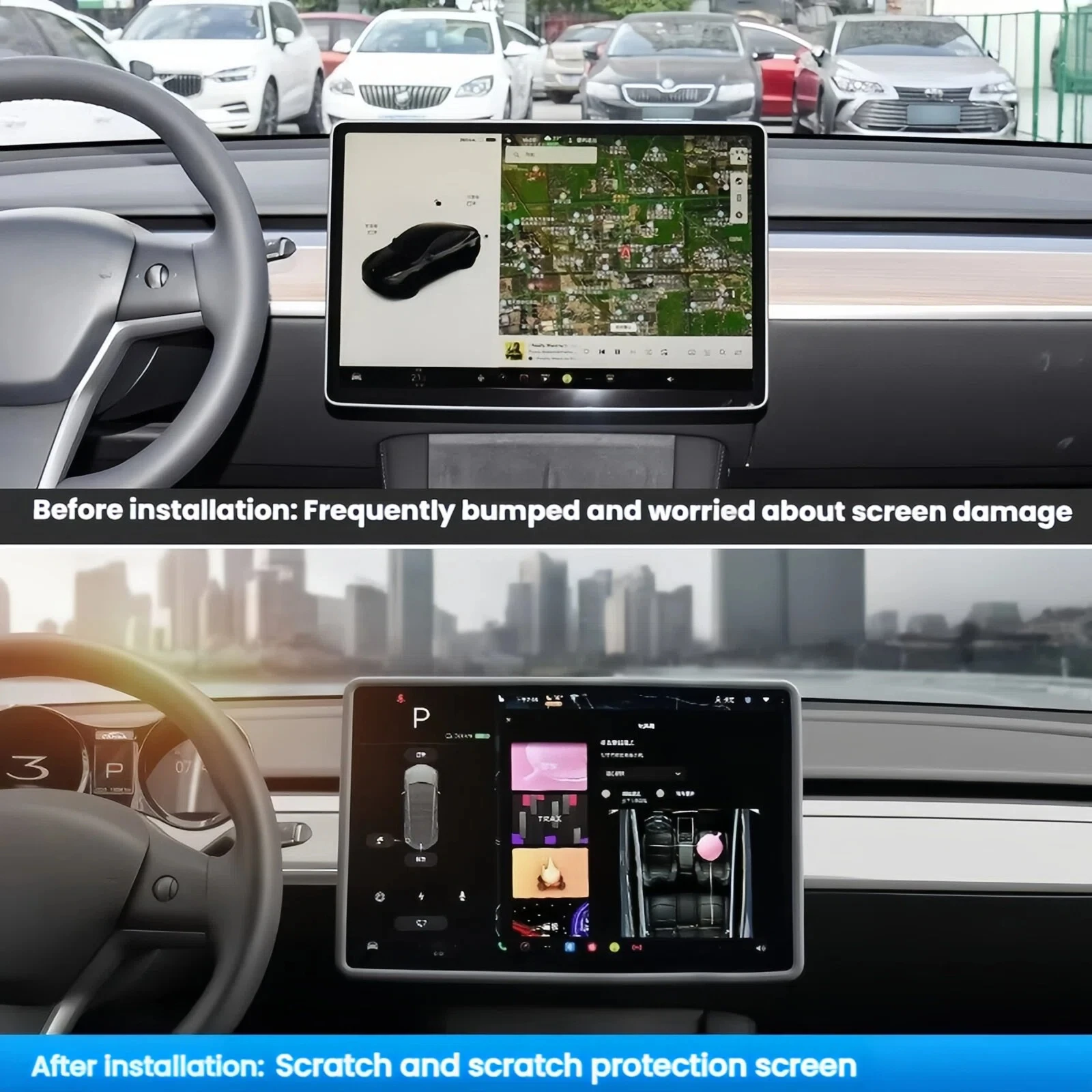 For Tesla Model YL/3 Highland/ Y Juniper Silicone Screen Frame, Display Edge Body Cover, Central Control Bezel Prote