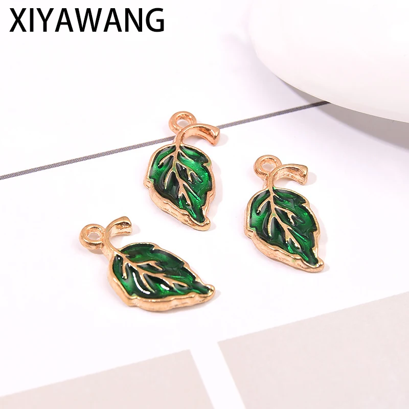 

XIYAWANG 10pcs 10*19mm Green Zinc Alloy Leaf Charms for DIY Jewelry Making Handmade Pendant Necklace Bracelet Jewelry Findings
