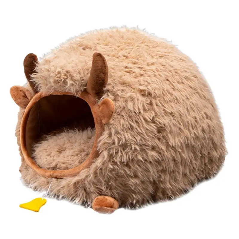 Nid de tente semi-fermé pour animaux de compagnie, lits de diversification pour chat, grotte chaude douce pour l'hiver, lit avec couvercle, petits animaux, chaton d'intérieur – Image 2