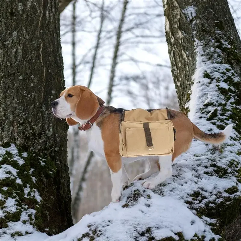Dog Backpack Vest - Army Green Hiking Camping Bag With Padded Handle