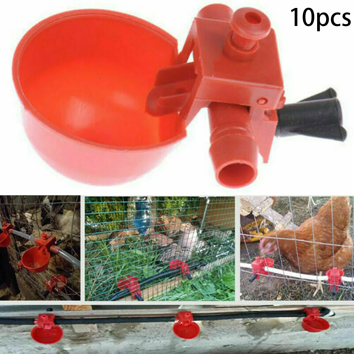 Poultry Drinking Cup Chicken Hen Plastic Automatic Waterer For 9.5 Mm Pipe Diameter Commercial Chicken And Poultry Farms 10PCS