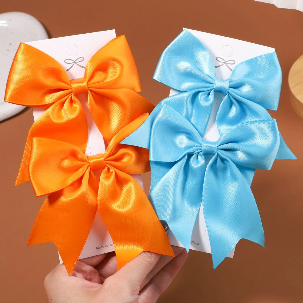 2/3Pcs Lovely Solid Color Ribbon Bows Hair Clip for Kids Girls Hairpins Barrettes Handmade Baby Headwear Kids Hair Accessories 3d lovely dog bath mat set pet animal wild flower home doormat bathroom door rug carpet anti slip toilet lid cover washable 3pcs