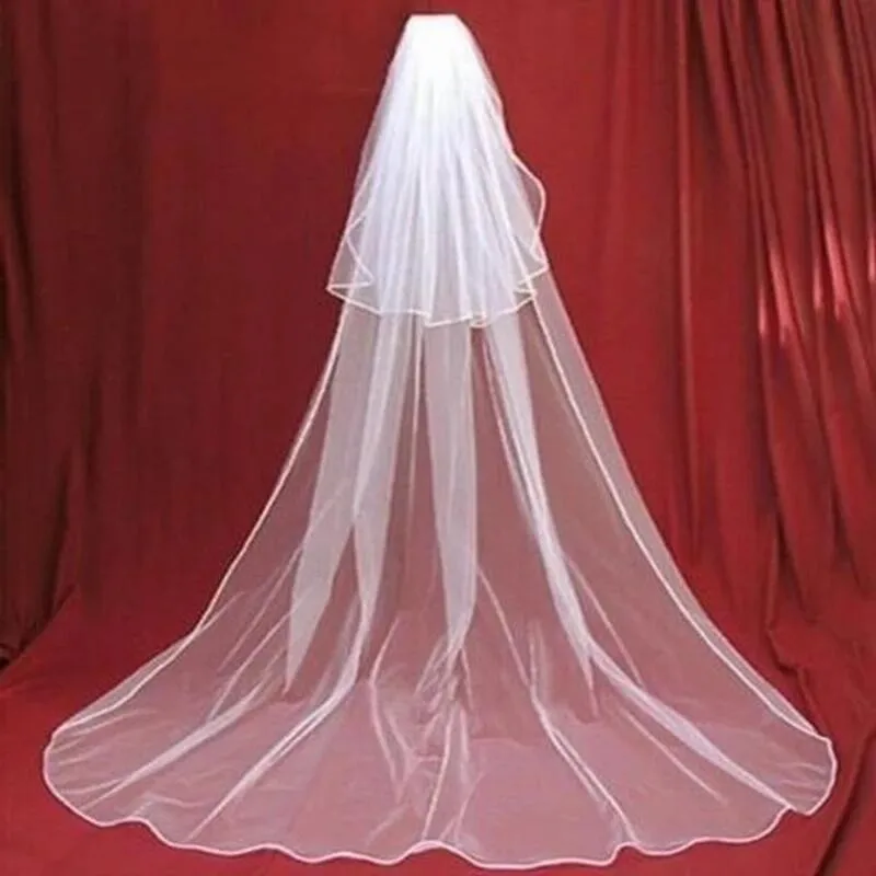 Bridal Veil White Ivory Two layer long Velo de novia Wedding accessories