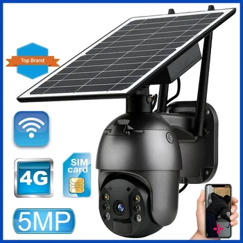 태양광 카메라 PTZ 야외 PIR 감지 야간 투시경 CCTV 배터리 전원 보안 와이파이 IP, 4G SIM 카드 슬롯 360, 8W, 3MP, 5MP, 신제품