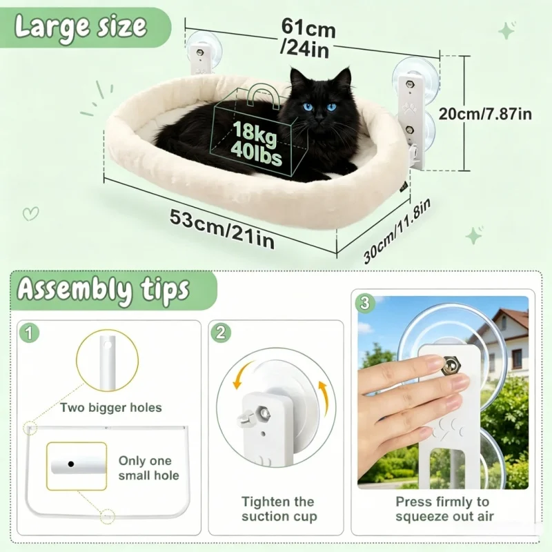 Cat Window Hammock Winter Sunbathing Bed Strong Suction Cup Foldable Hanging Cat Nest Glass Balcony Pet Supplies for Cats 2