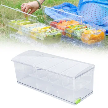 Condiment Server Ice Chilled Condiment Server Tight Sealing Multi Functional Portale Space Saving Plastic with Lid for Storage 2