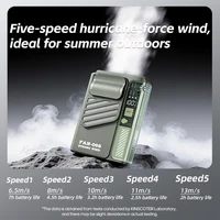 Ventilateur multifonctionnel à suspendre à la taille, 4000 mAh, mini ventilateur rafraîchissant, cinq vitesses, portable, rechargeable, avec affichage numérique 4