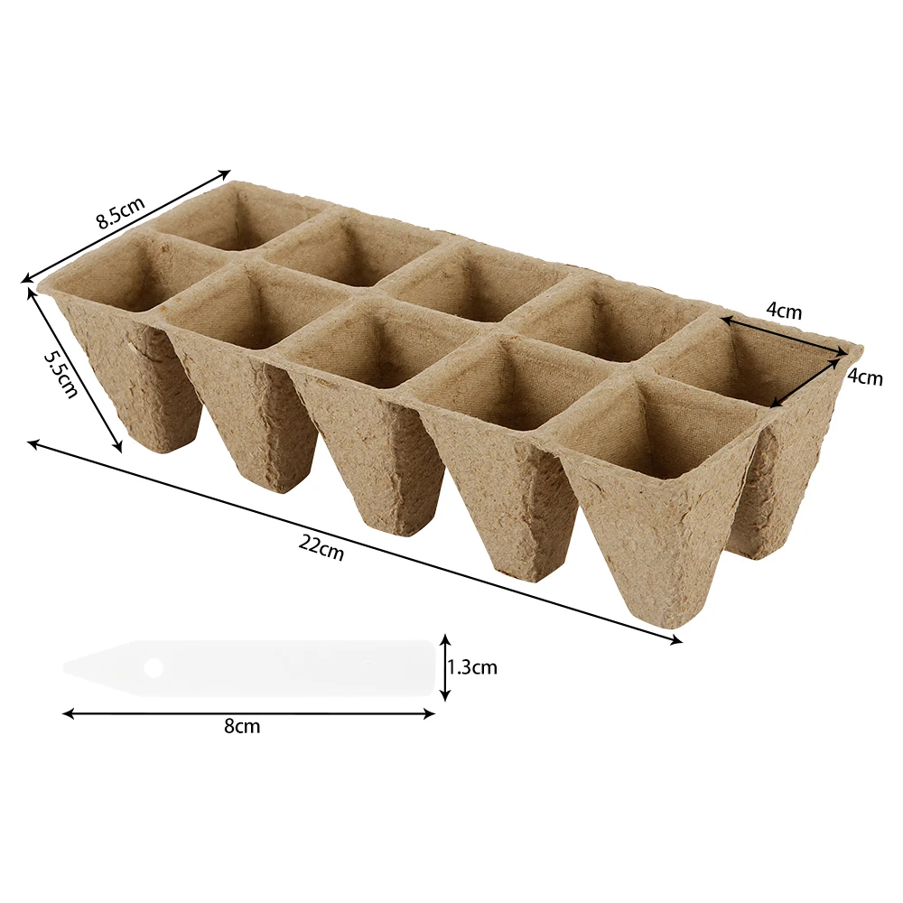 10Pcs 10 Grids Peat Pots Seed Starter Peat Pots Biodegradable Sprouting Seedling Trays For Indoor And Outdoor Plants Gardening seed starter tray seedling tray
