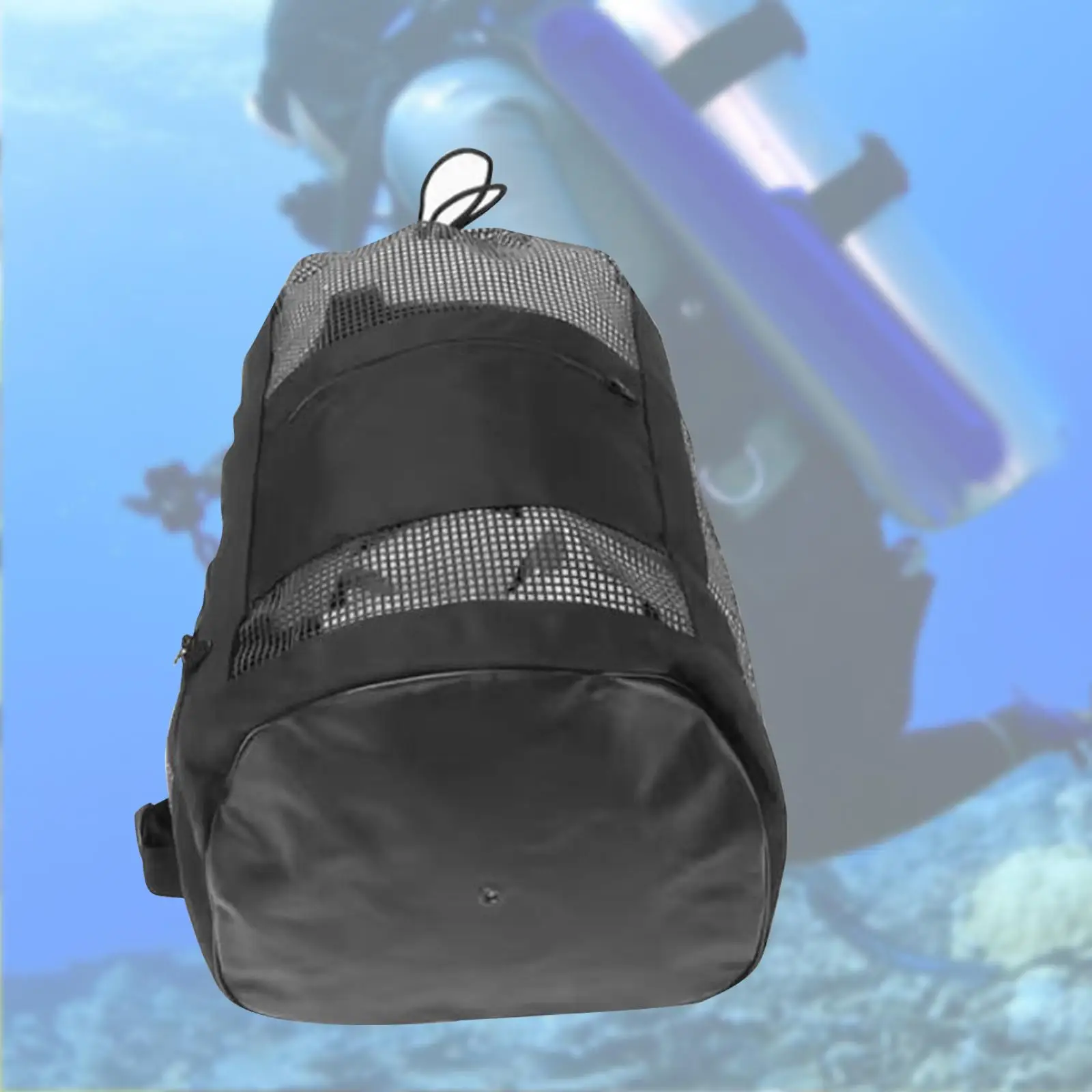 Diving Travel Backpack Carry Bag Adjustable Strap Scuba Diving Mesh Sack for Beach Outdoor Underwater Adventure Surfing Rafting