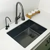 Nano black kitchen sink above counter or udermount sinks vegetable washing basin 304 stainless steel single bowl sink kitchen 1