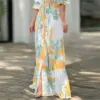 Casual Maxi Dress Summer Elegant Temperament Mid Waist Dresses Beauty Retro Long Sleeve Solid Printed Sexy Womens Vestidos 3