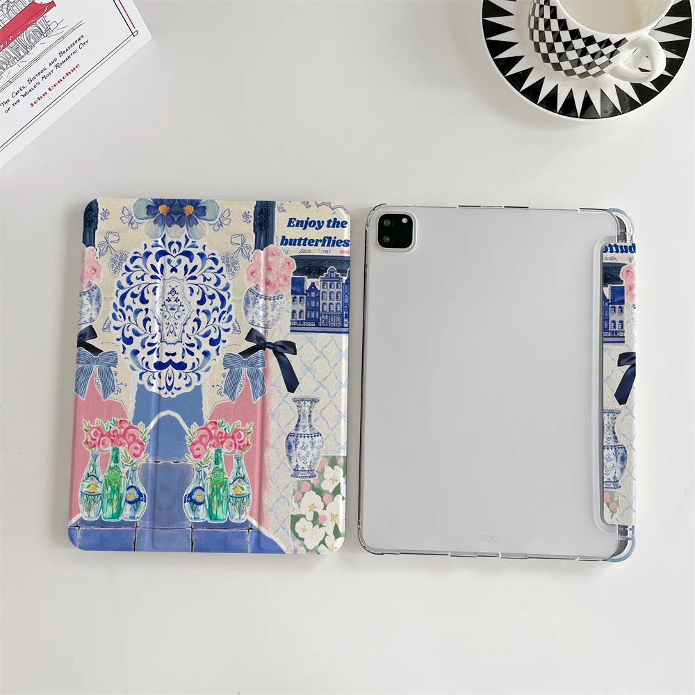 Porcelain Pattern Tablet Protective Case - Blue and White Design