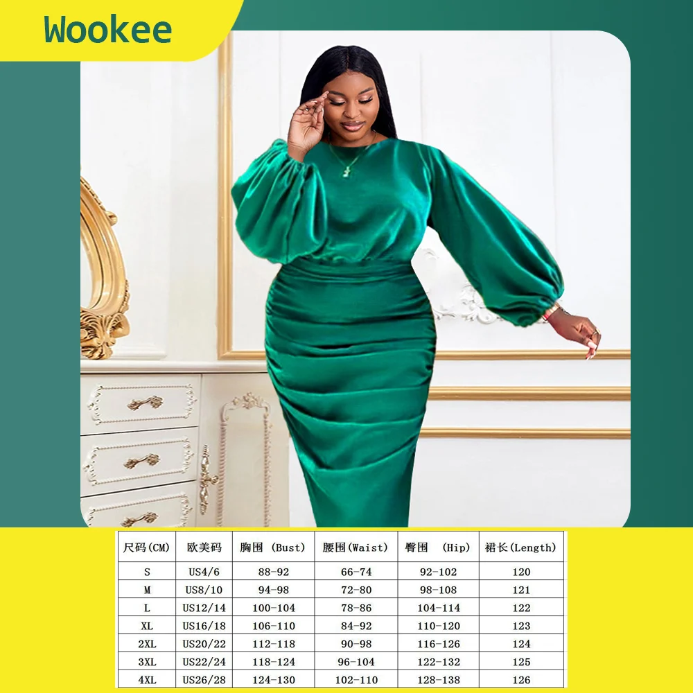 

Autumn Lantern Sleeve Pleated Design Dress Loose Casual Elegant Style Fashion Comfortable Plus Size Banquet Party Evening Dress