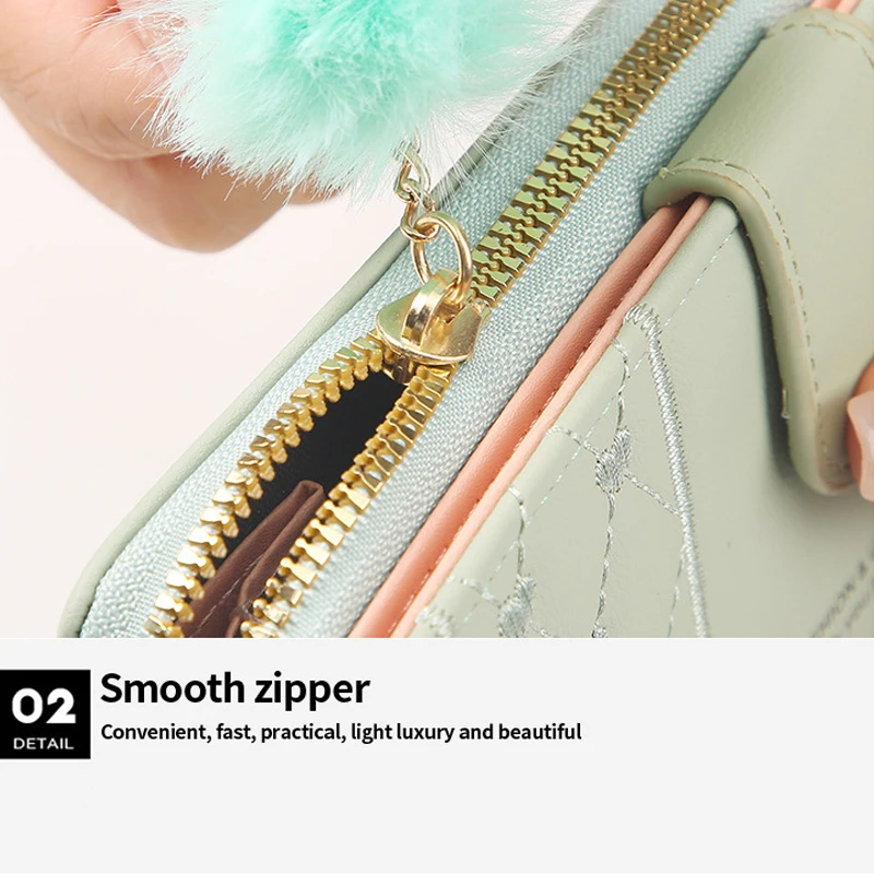 Women Pu Leather Wallet Long Purse Zipper Card Money Holder Coin Clutch Handbag Lady Student Coin Purse Fashion Design