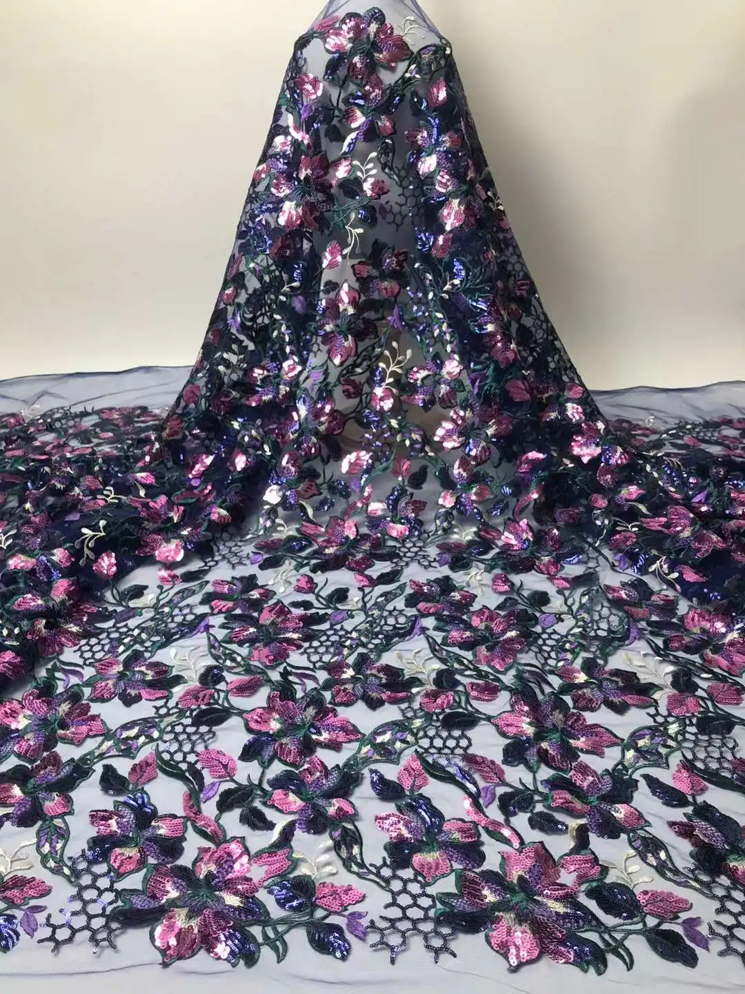 

African Lace Fabric 2022 High Quality Lace 5 Yards,French Mesh Lace Fabric With Sequins Nigerian Lace Fabrics For Wedding Dress