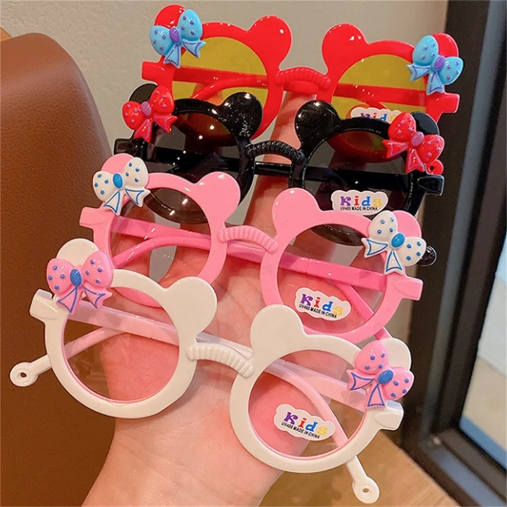 Cute Cartoon Bowknot Sunglasses, Girls Kids Children Sunshade Glasses For Climbing Outdoor Sports