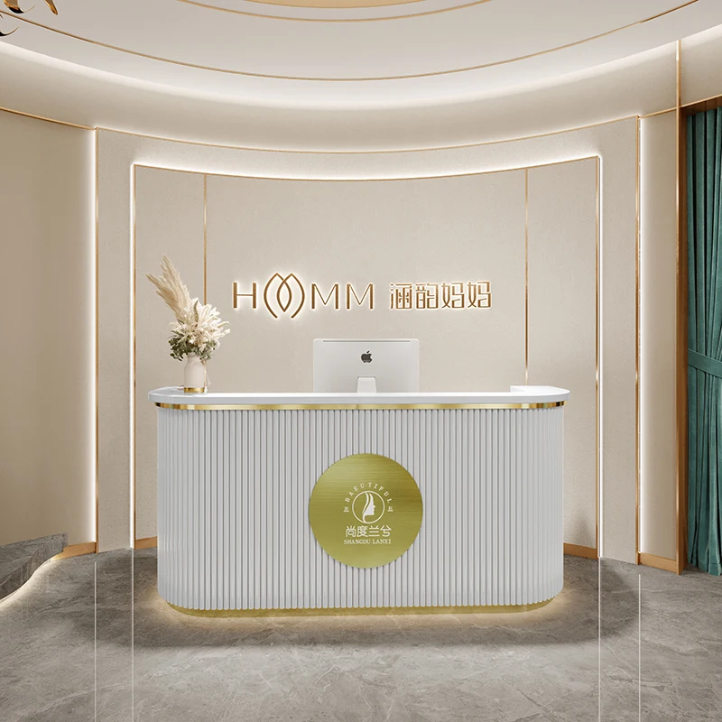 Cash Modern Reception Desk Beauty Front Office Salon Cashier Reception Desk Checkout Comptoir De Caisse Boutique Shop Furniture self service windowsystem screen payment card self checkout cash self service kiosk