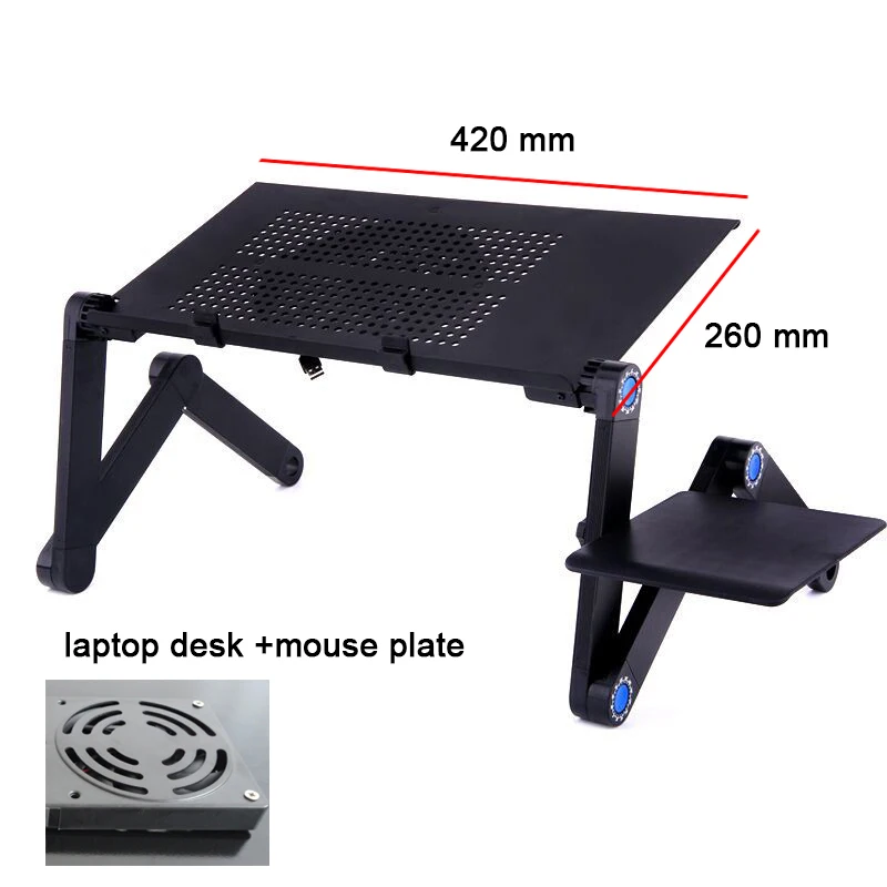 Adjustable Laptop Desk Stand Cooler fan Portable Ergonomic Lapdesk For Bed Sofa PC Notebook Table Desk With Mouse Pad Aluminum hawaiian flower mouse pad large rectangular game mouse pad for laptop office 11 8 x 31 5 inches desk pad