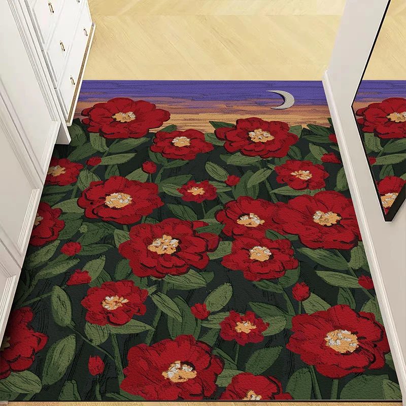 Custom Red Tulips Flower Doormat Welcome Mats Front Door Outdoor