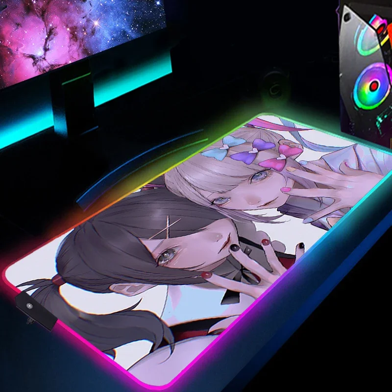 Needy Girl RGB Xxl Ʈ 콺 е,  PC ׼, ߱ ũ Ʈ, LED ̾ ̸ Ű 콺 е