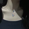Collier Double couche étoile lune pour femmes, couleur argent, breloque délicate en Zircon, chaîne ras du cou en acier inoxydable, bijoux, nouvelle mode