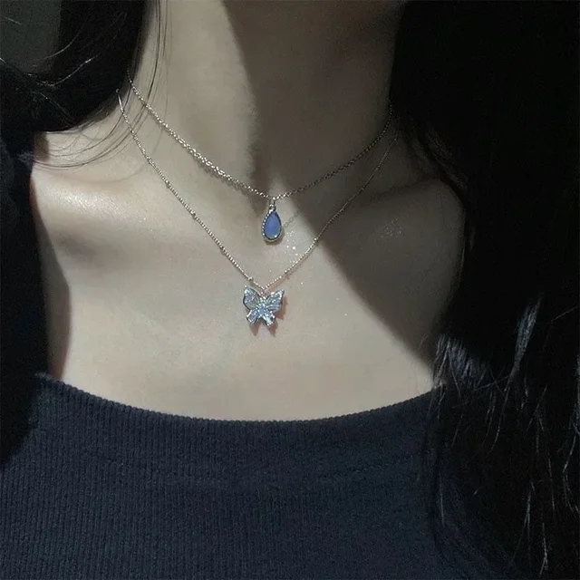 Collier Double couche étoile lune pour femmes, couleur argent, breloque délicate en Zircon, chaîne ras du cou en acier inoxydable, bijoux, nouvelle mode