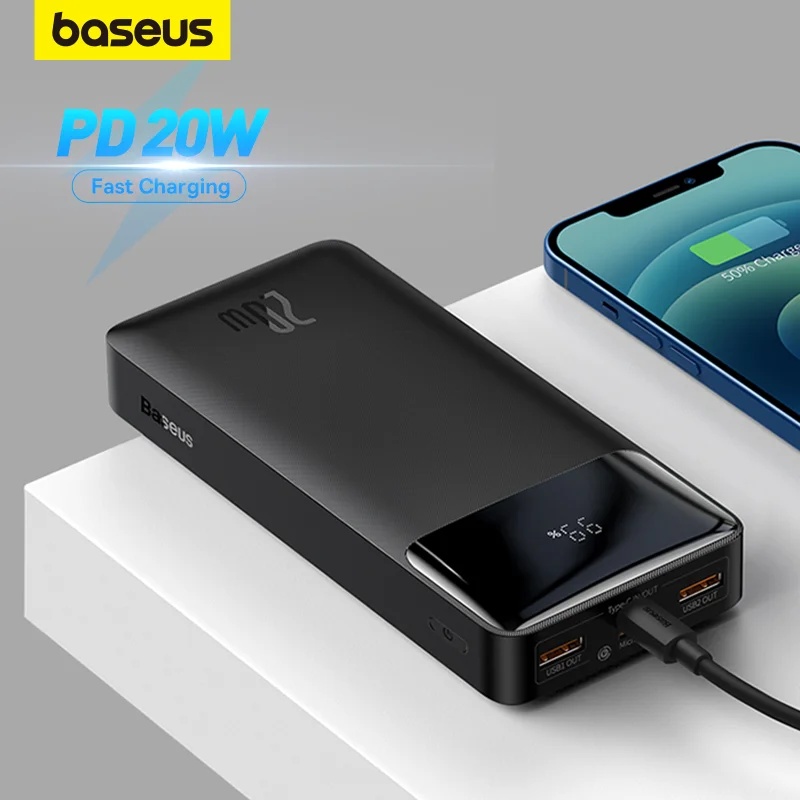 Baseus Power Bank 20000mAh/10000mAh PD Fast Charging Powerbank Portable