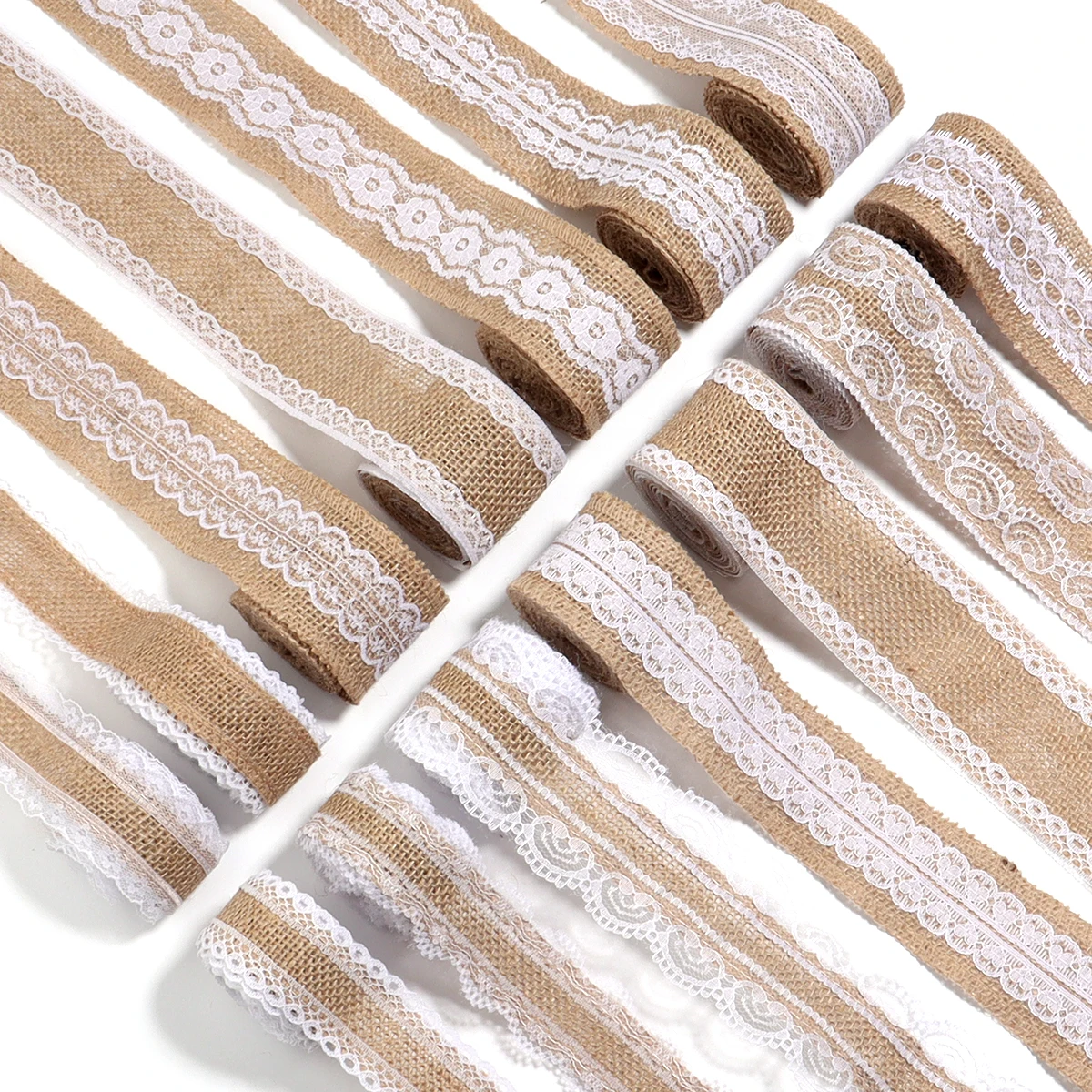 2yards/roll Natural Lace Linen Jute Ribbons Wedding Decor DIY Handcraft Gift Rutual Flower Bouquet Pack Party Decor