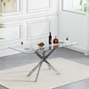 5 Piece Glass Dining Table Set, 51" Rectangular Glass Table and 4 Velvet Upholstered Chairs, Glass Dining Table Set for 4 5