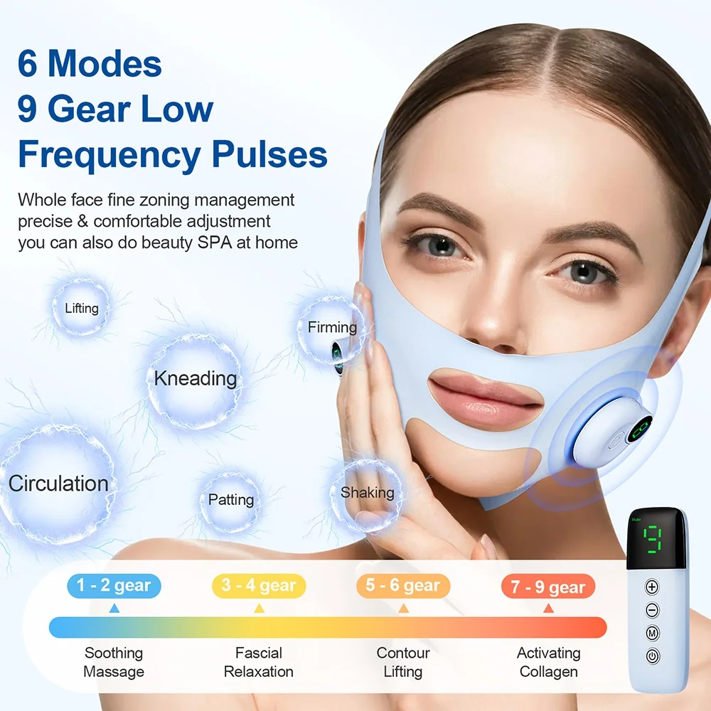 Electric Face Slimming Bandage V Line Face Shaper Chin Cheek Lift Up Belt Facial Massage Strap Edema Removal Mask Cheek Slimmer