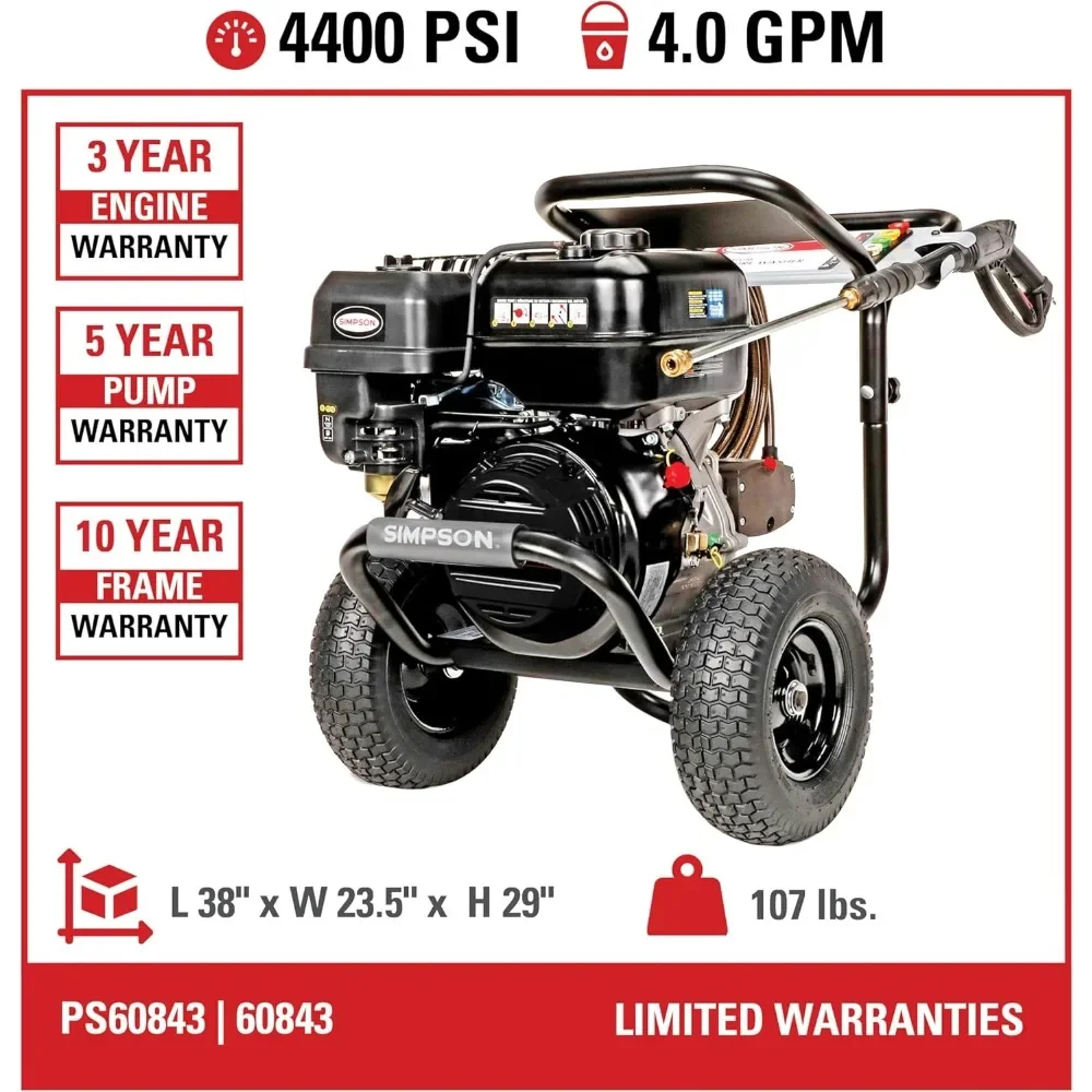 cleaning 4400 psi gas pressure washer, 4.0 gpm power washer for commercial use, crx engine, 50-foot steel-braided hose, powersh