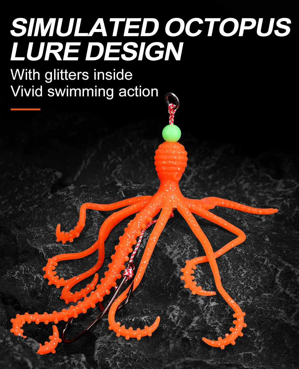 WEIHE 1 Stück/5 Stück Weicher Oktopus-Köder Mini-Tintenfisch mit Haken 15cm 10g Meeresfischen Oktopus-Köder TPE Fischköder – Detail 5