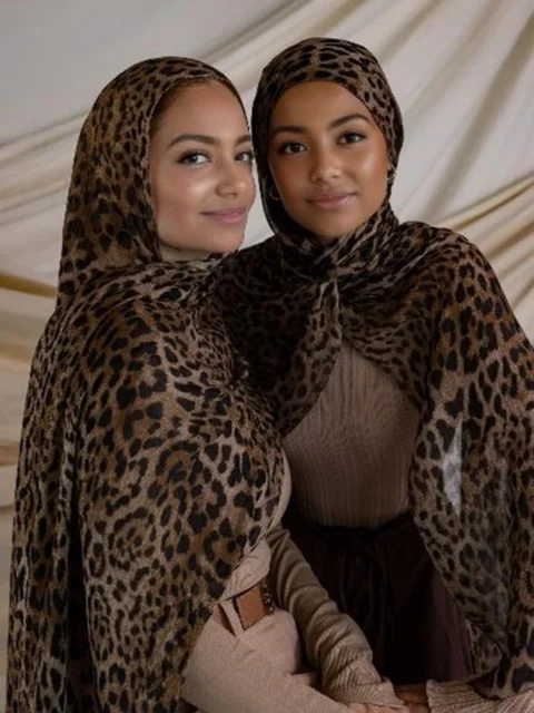 1 pièces Ramadan Hijab imprimé léopard femmes bohème aquarelle doux musulman Hijabs Floral respirant châle enveloppement écharpe foulard chaud