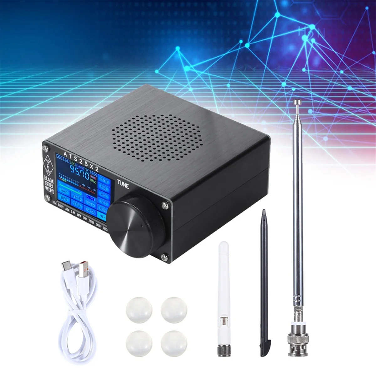 2025 새로운 ATS25X2 풀 밴드 FM/LW/MW/SW/SSB 스펙트럼 스캔 수신기 터치 스크린 스테레오 수신기 WIFI FM RDS APP 네트워크