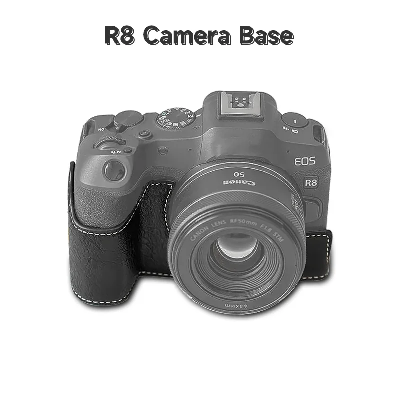 DSLR 카메라 가죽 보호 베이스 쉘, 내장 스트랩, 카메라 가방, 캐논 R8 DSLR 카메라