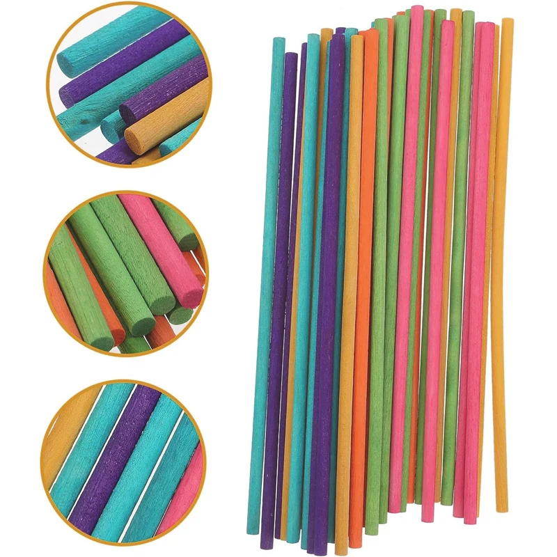 10-100PCS round wooden stick craft popsicle and model making cake needle DIY needle construction model woodworking