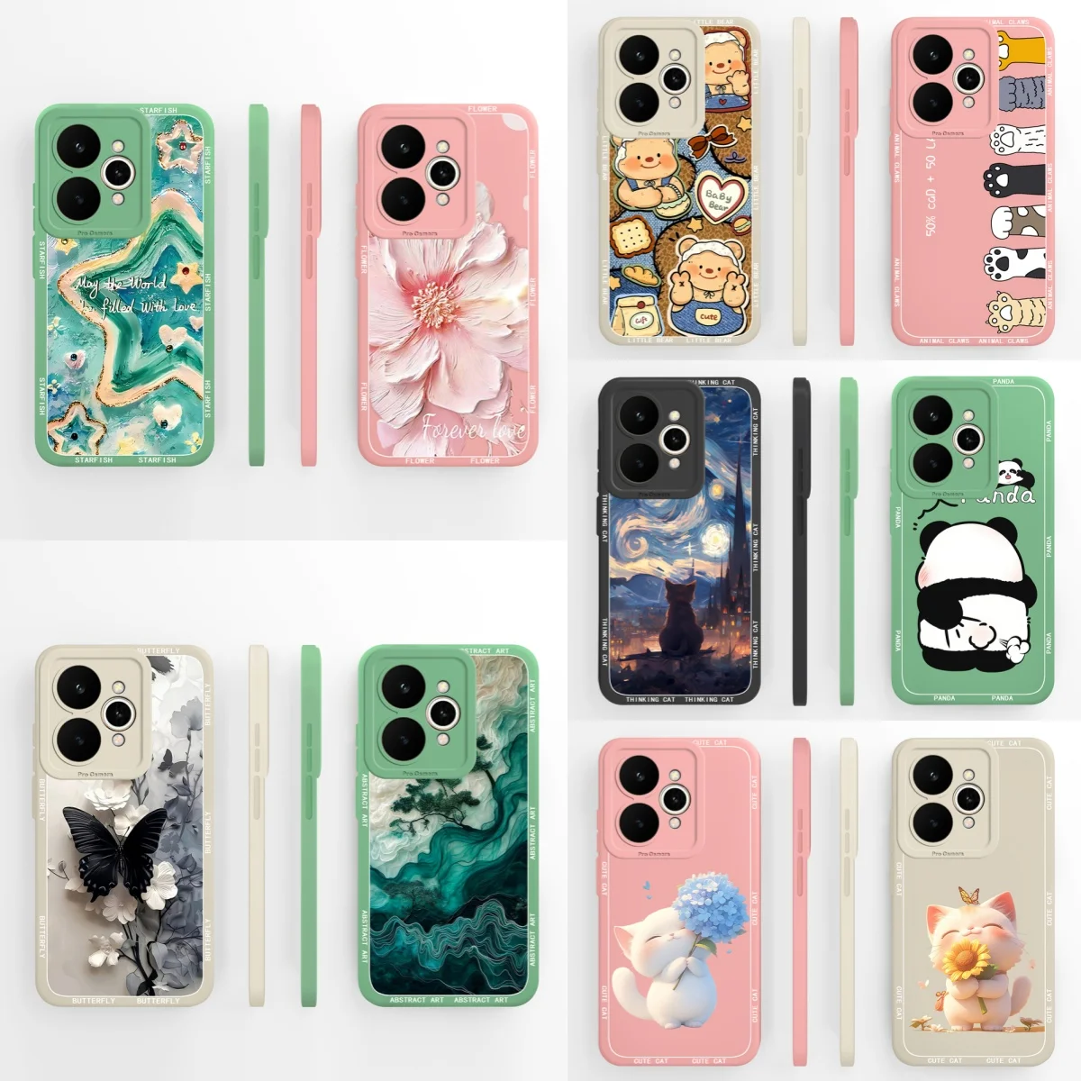 Pretty Flowers Pattern Soft Liquid Silicone Shockproof Phone Case - Full Coverage Bumper