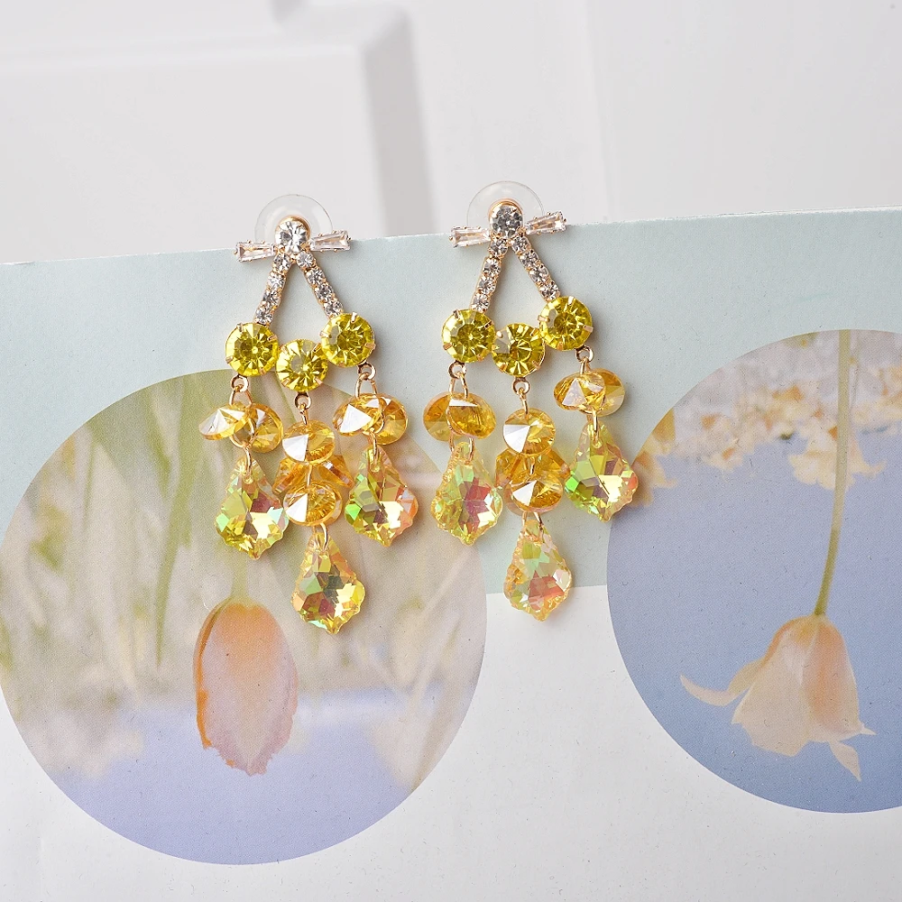 Модные Висячие женские серьги с кристаллами и бахромой, серьги с преувеличенными длинными кисточками, эффектные висячие серьги Модные Висячие женские серьги с кристаллами и бахромой, серьги с преувеличенными длинными кисточками, эффектные висячие серьги