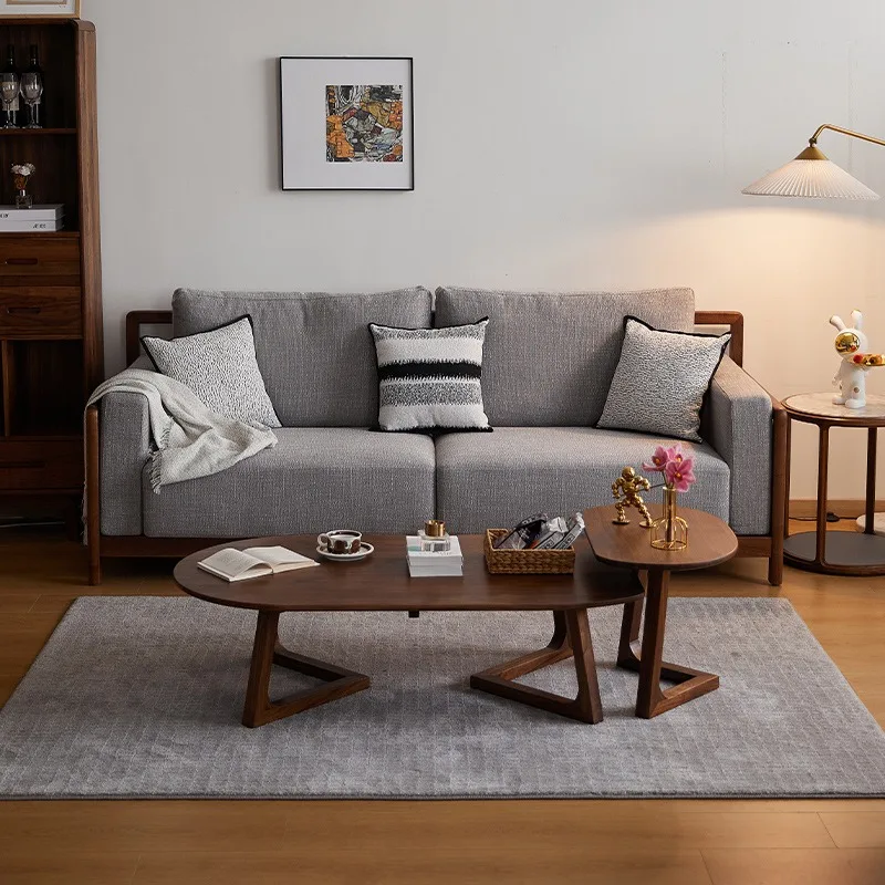 

Black walnut coffee table tea table combination modern minimalist edge a few small solid wood living room coffee table.