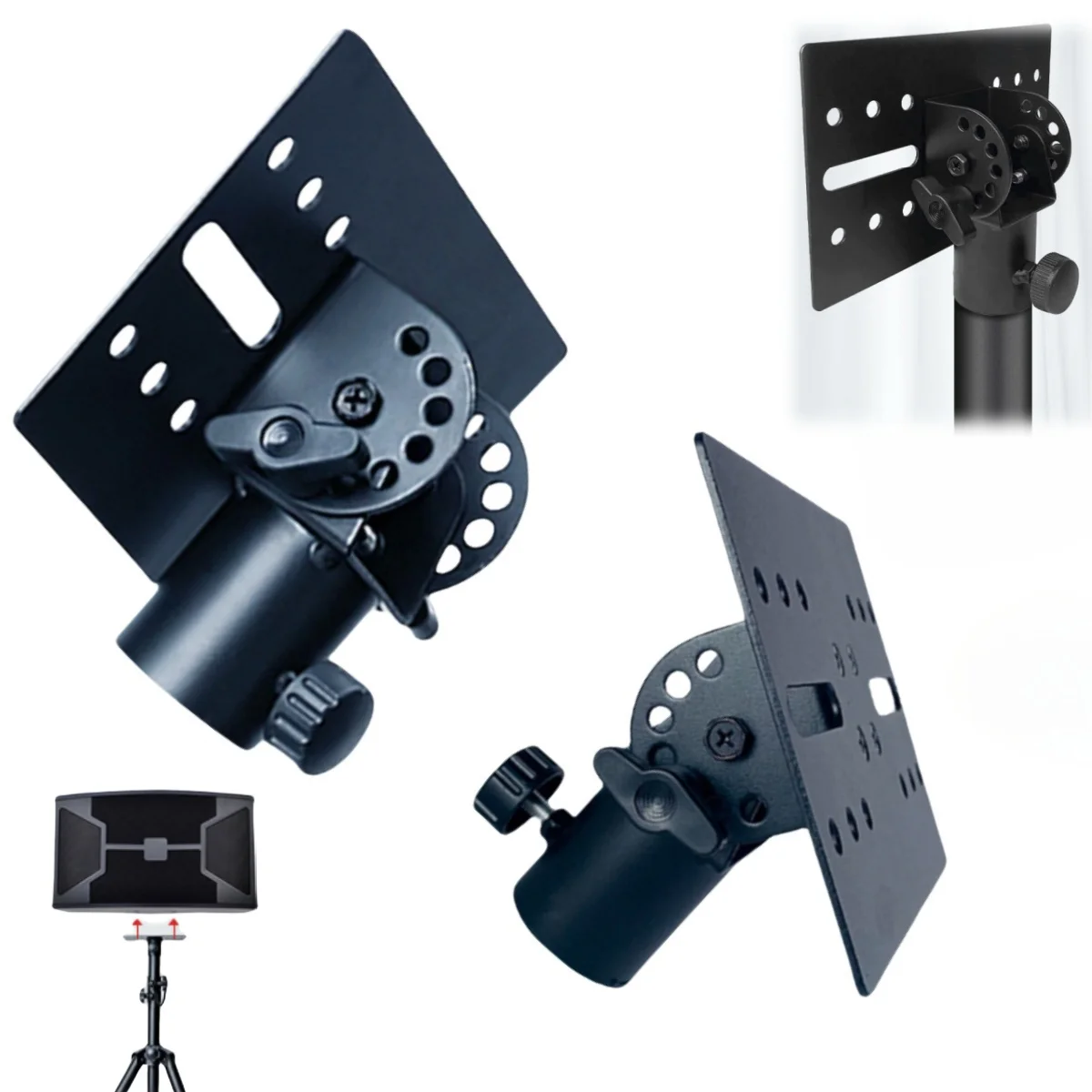 Tripod Stand Rotatable 35mm Metal Mount Speaker Adapter Top Cap /90&deg; Angle Adjustable Pole Mount for Stage/Event